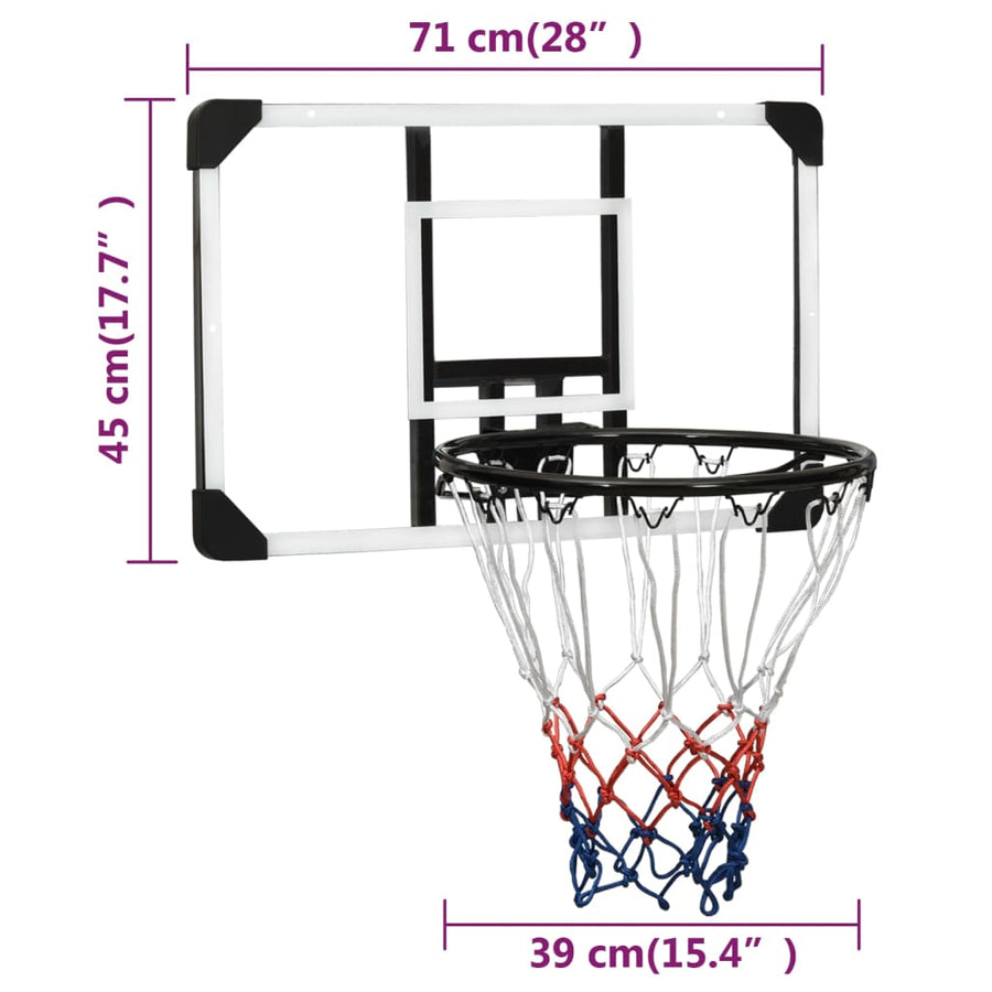 Basketbalbord 71X45X2,5 Cm Polycarbonaat Transparant 71 x 45 x 2.5 cm