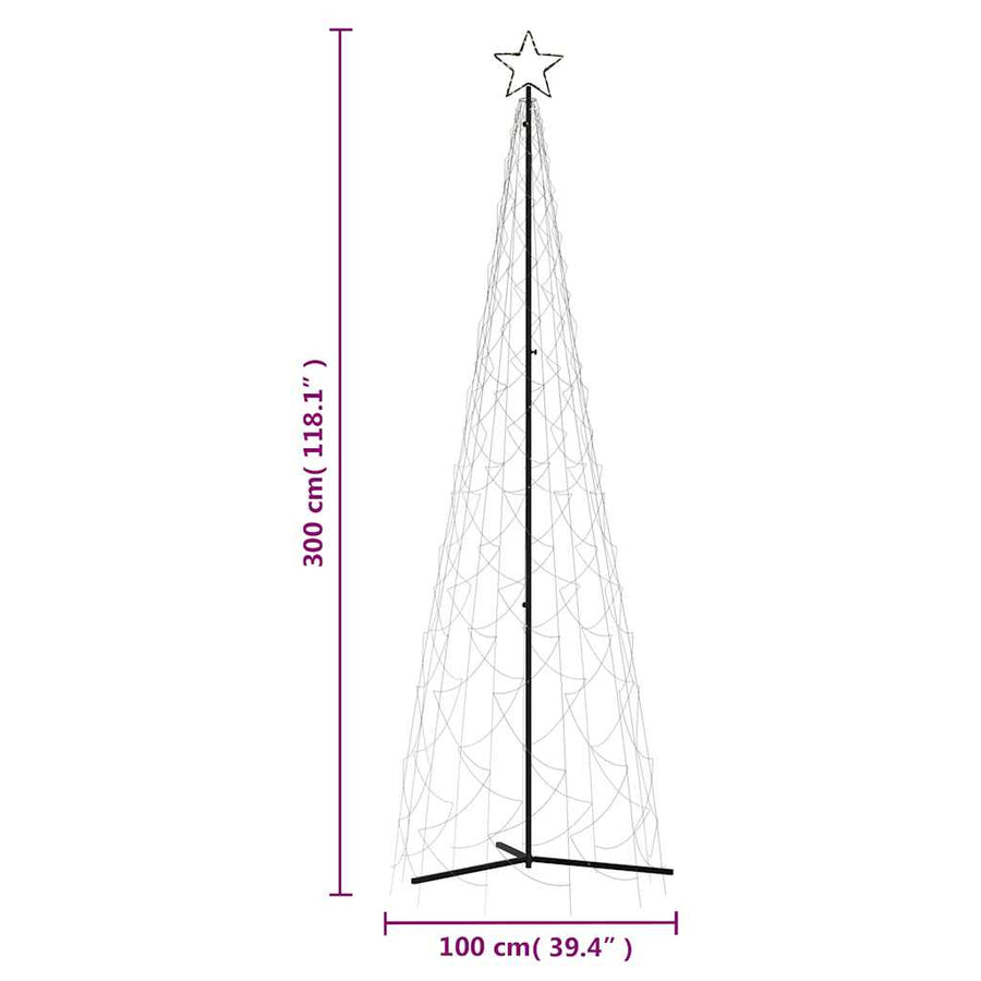 Kerstkegelboom warmwit 500 LED's 100x300 cm