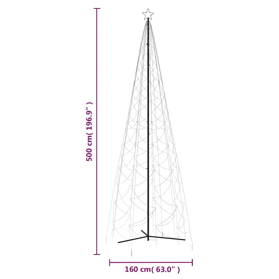 Kerstkegelboom warmwit 1400 LED's 160x500 cm