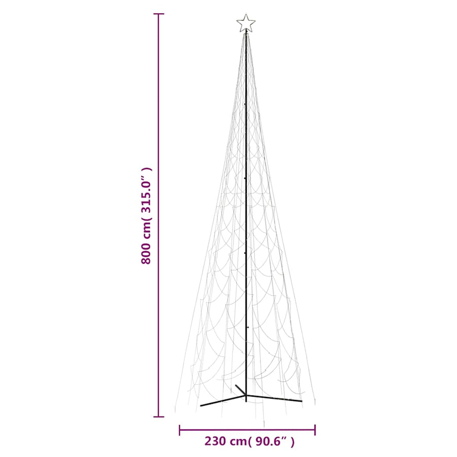 Kerstkegelboom warmwit 3000 LED's 230x800 cm