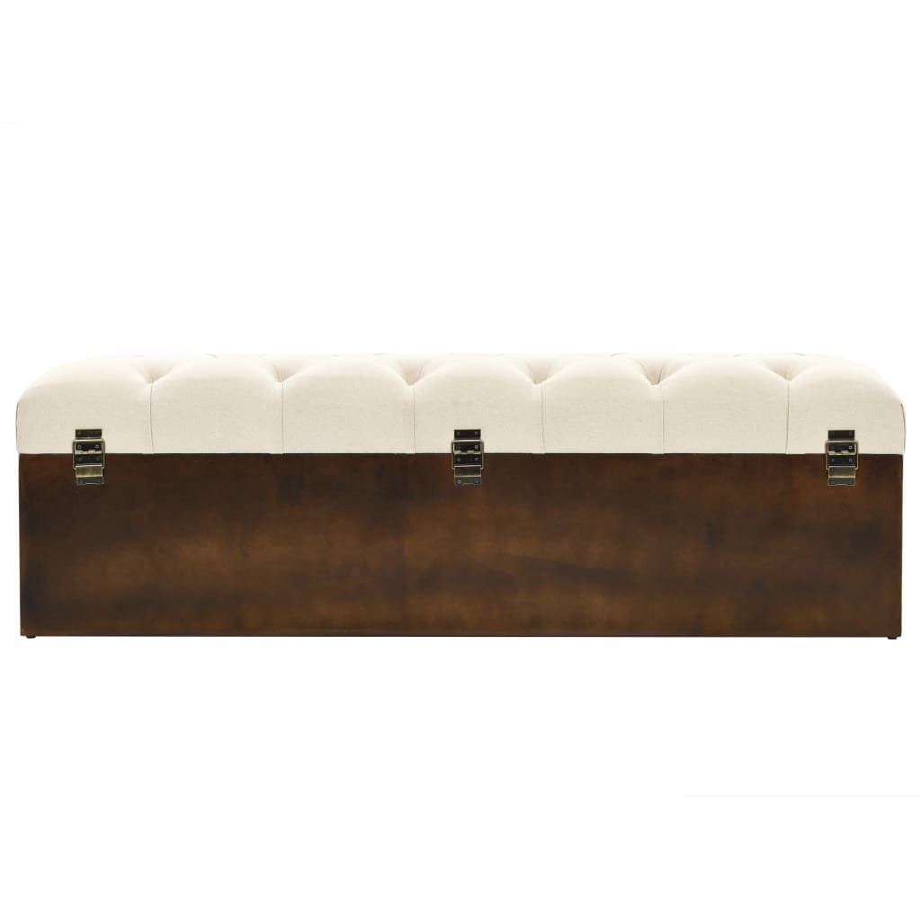 Opbergbankje 110 cm massief vurenhout crèmekleurig