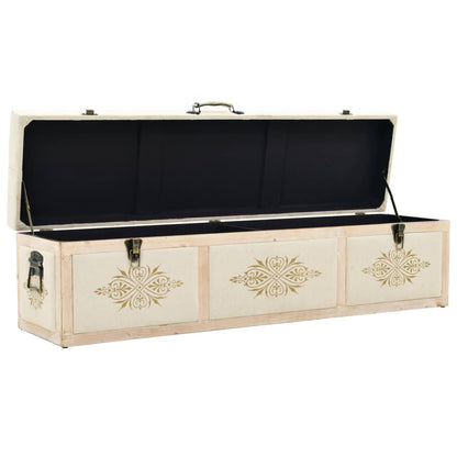 Opbergbankje 110 cm massief vurenhout crèmekleurig
