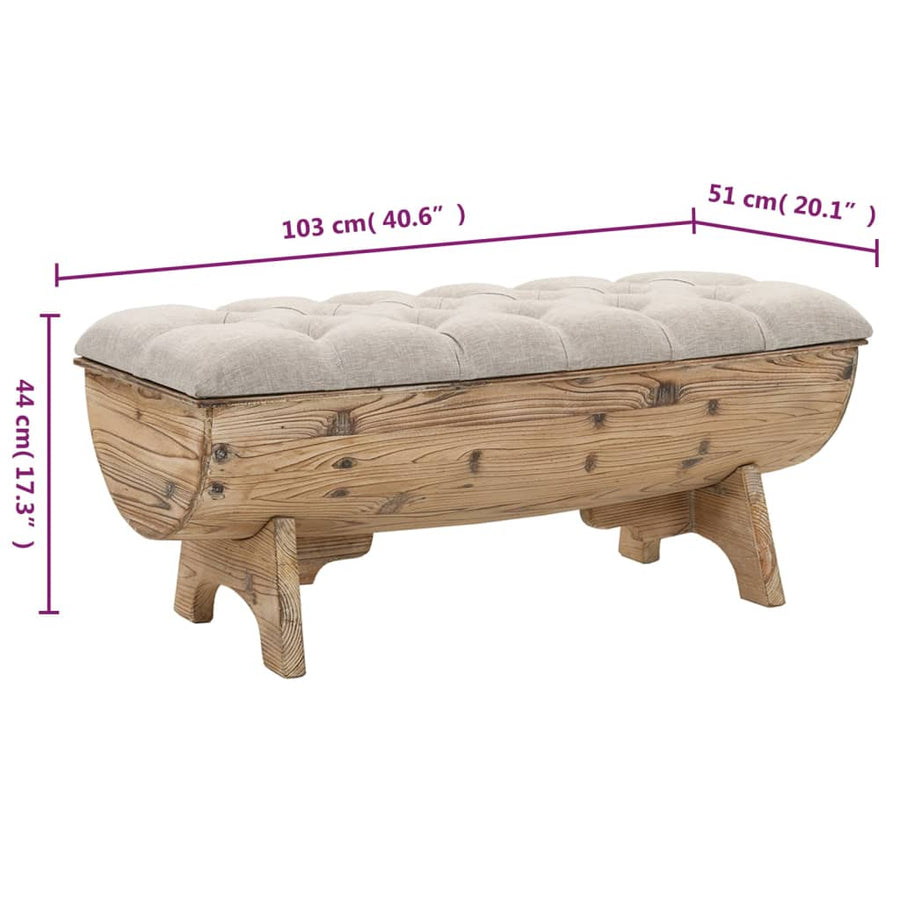 Opbergbank 103 cm Massief Hout Vuren