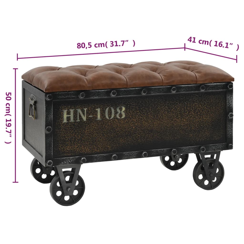Opbergbank met Wielen 80,5 cm Massief Hout Vuren