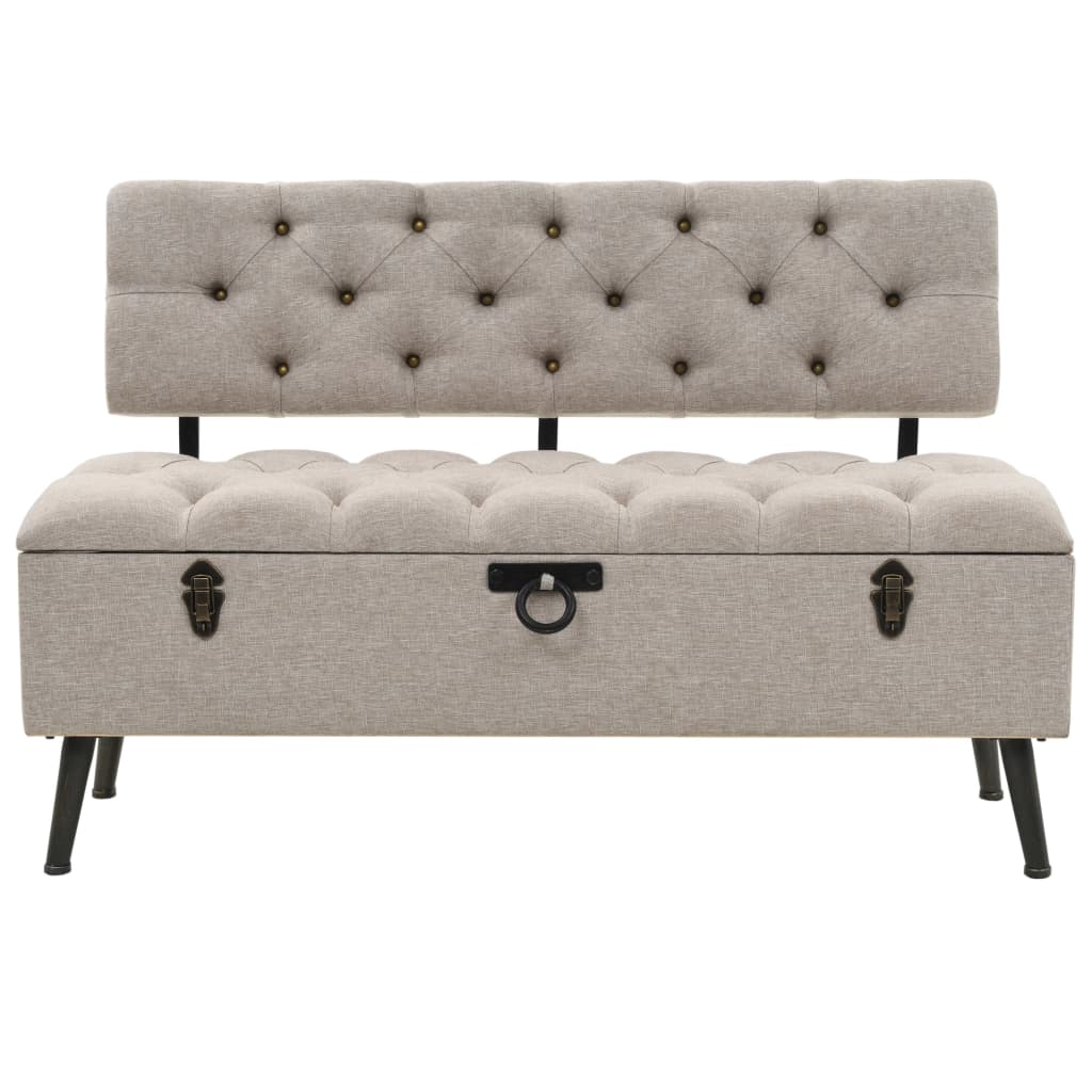 Opbergbank met Rugleuning 110 cm Crème Stof