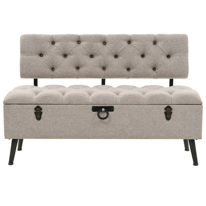 Opbergbank met Rugleuning 110 cm Crème Stof