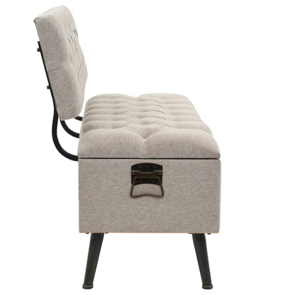 Opbergbank met Rugleuning 110 cm Crème Stof