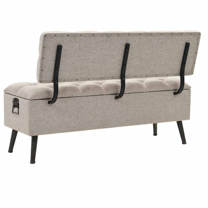 Opbergbank met Rugleuning 110 cm Crème Stof