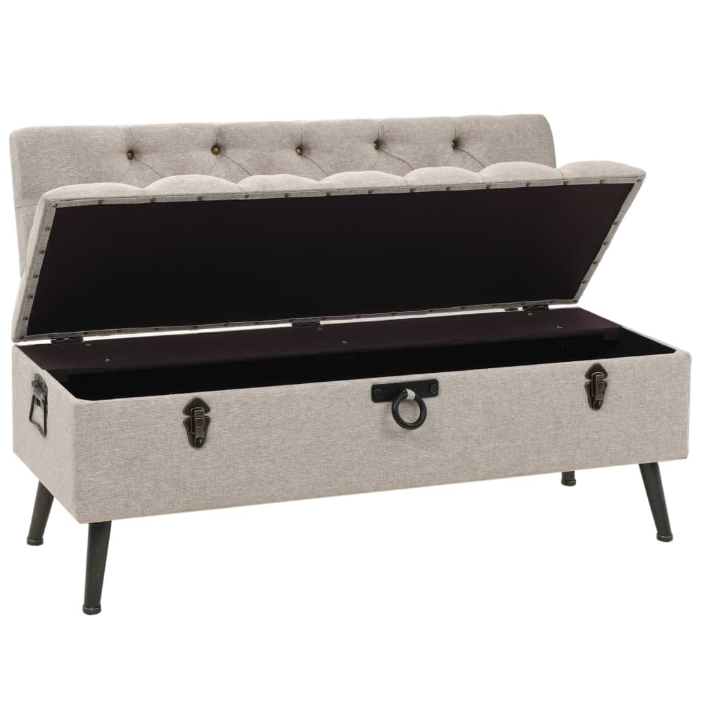 Opbergbank met Rugleuning 110 cm Crème Stof