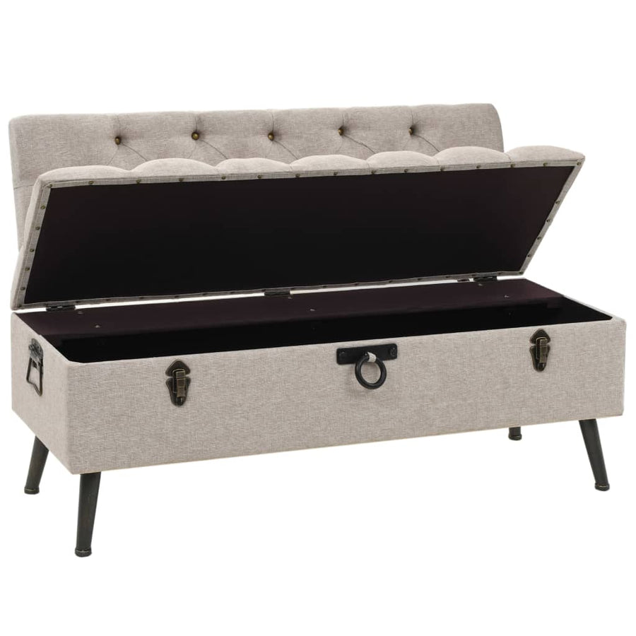 Opbergbank met Rugleuning 110 cm Crème Stof