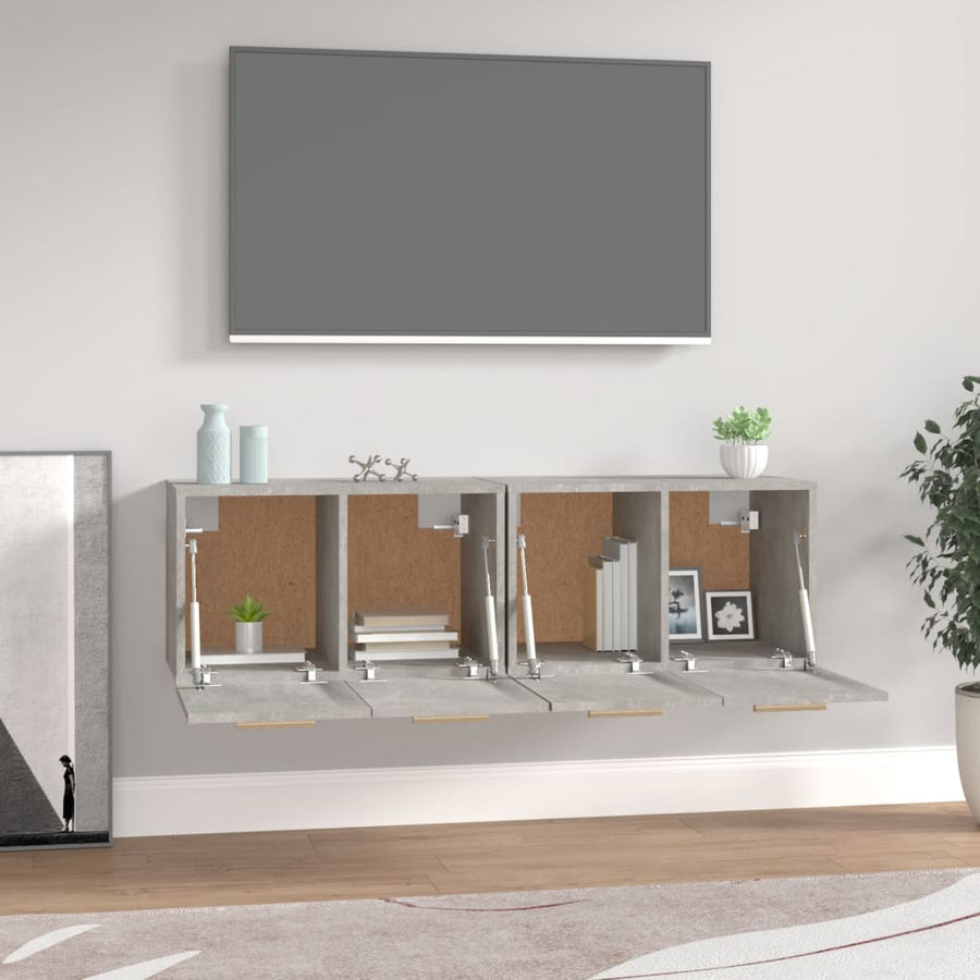 Wandkasten 2 st 60x36,5x35 cm bewerkt hout betongrijs