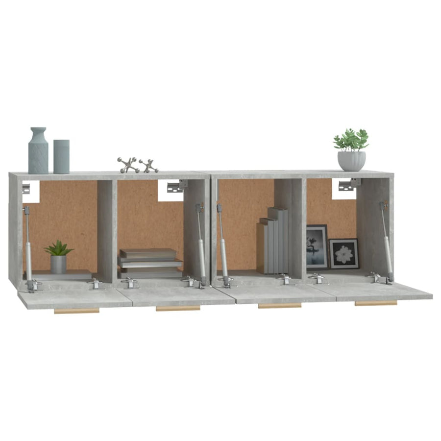 Wandkasten 2 st 60x36,5x35 cm bewerkt hout betongrijs