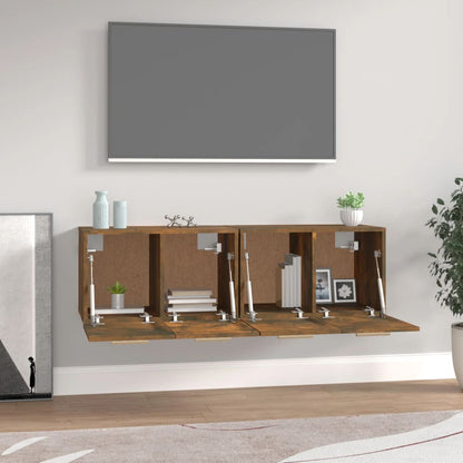 Wandkasten 2 St 60X36,5X35 Cm Bewerkt Hout Gerookt Eikenkleurig