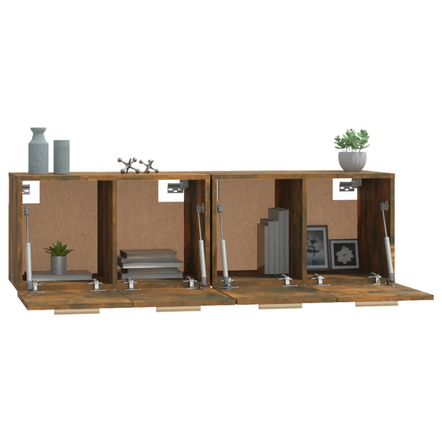 Wandkasten 2 St 60X36,5X35 Cm Bewerkt Hout Gerookt Eikenkleurig