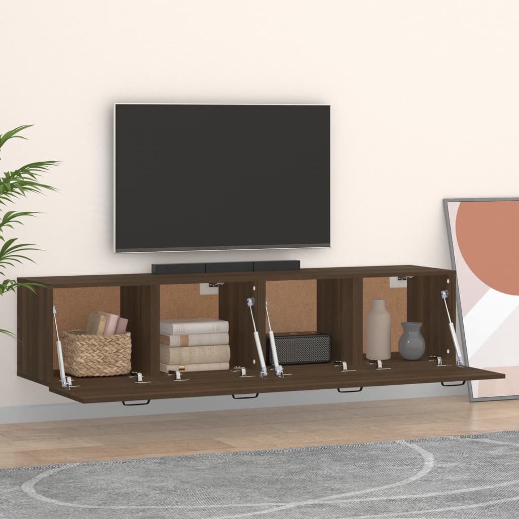 Wandkasten 2 St 60X36,5X35 Cm Bewerkt Hout Bruin Eikenkleur