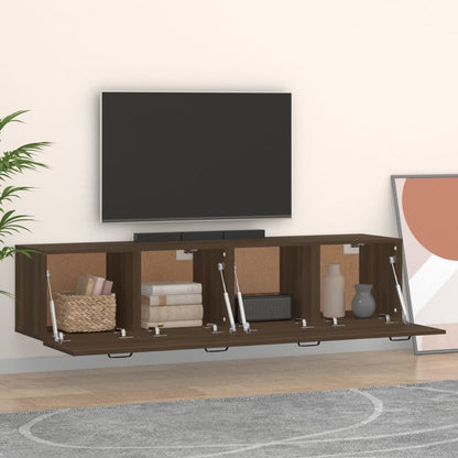Wandkasten 2 St 60X36,5X35 Cm Bewerkt Hout Bruin Eikenkleur
