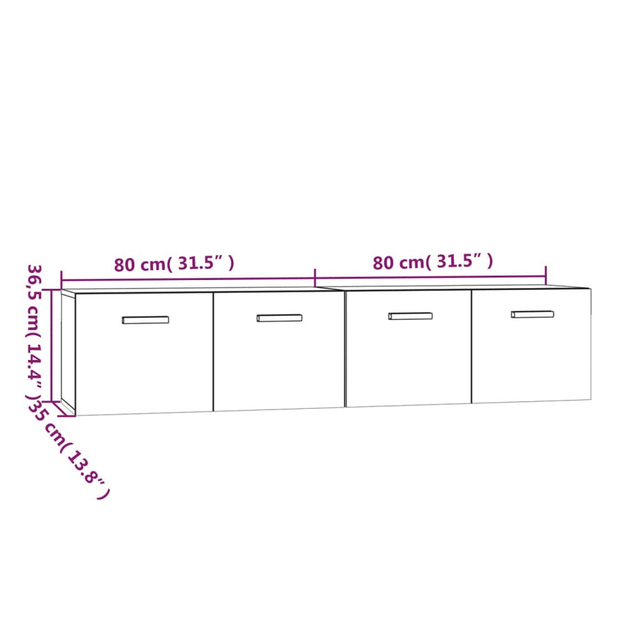 Wandkasten 2 St 80X35X36,5 Cm Bewerkt Hout 80 x 35 x 36.5 cm