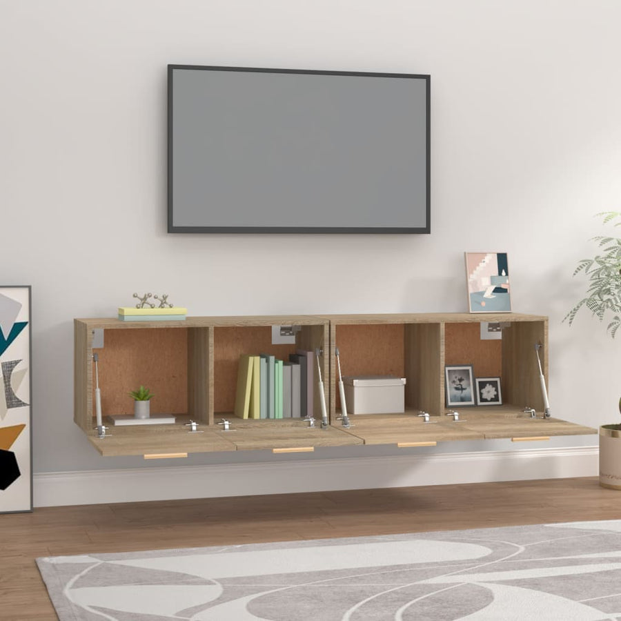 Wandkasten 2 St 80X35X36,5 Cm Bewerkt Hout Kleurig 80 x 35 x 36.5 cm