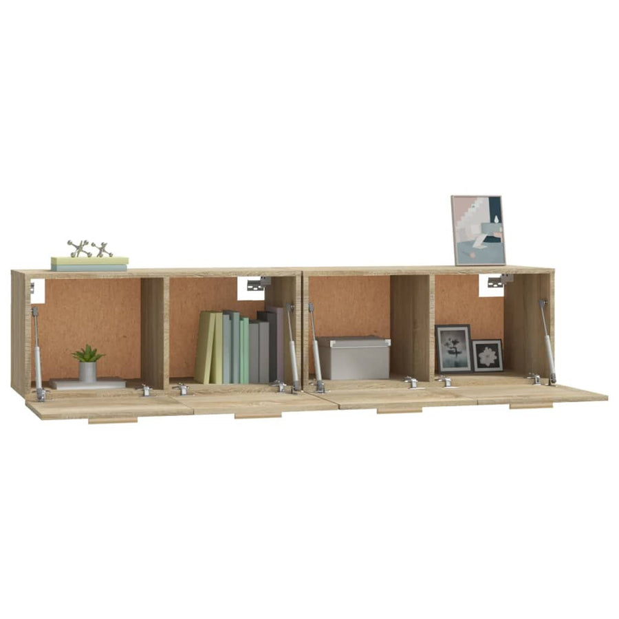 Wandkasten 2 St 80X35X36,5 Cm Bewerkt Hout Kleurig 80 x 35 x 36.5 cm
