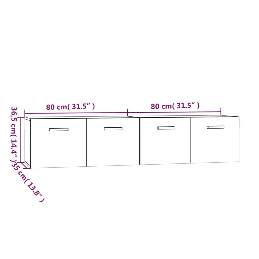 Wandkasten 2 St 80X35X36,5 Cm Bewerkt Hout Kleurig 80 x 35 x 36.5 cm