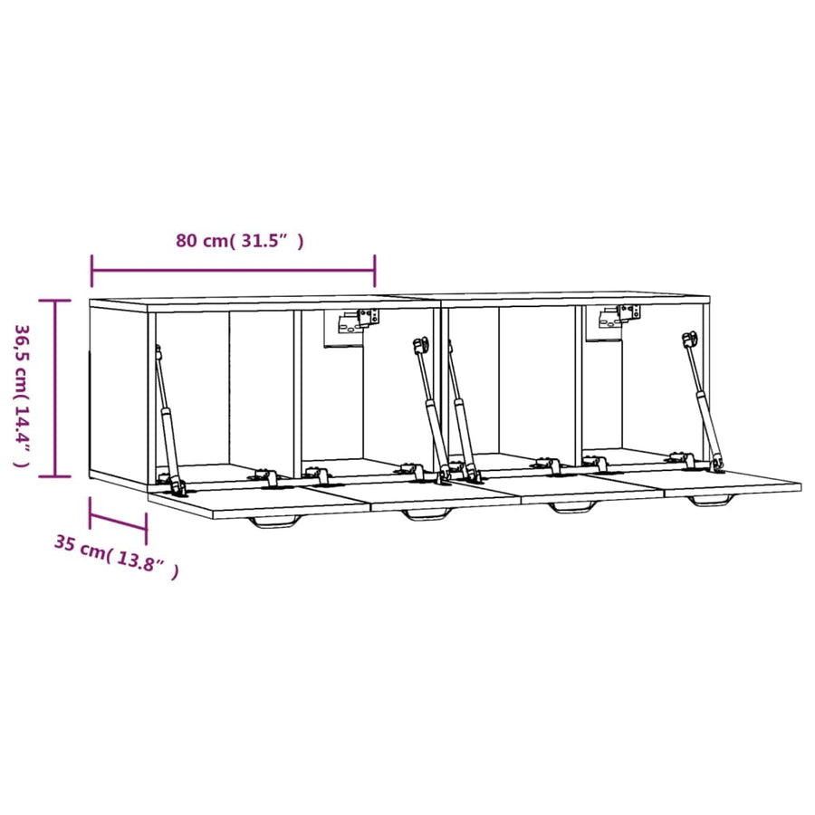Wandkasten 2 St 80X35X36,5 Cm Bewerkt Hout 80 x 35 x 36.5 cm