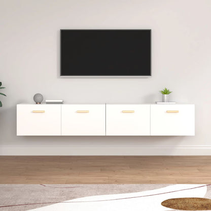 Wandkasten 2 St 100X36,5X35 Cm Bewerkt Hout Wit 100 x 36.5 x 35 cm