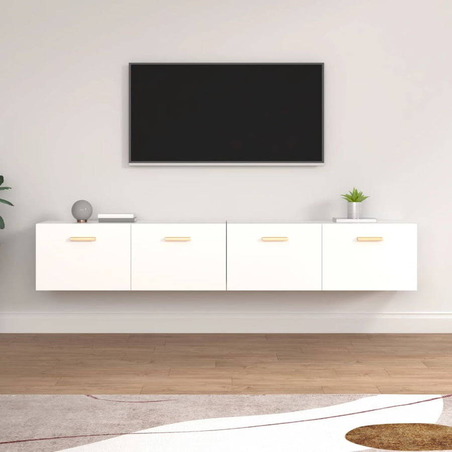 Wandkasten 2 St 100X36,5X35 Cm Bewerkt Hout Wit 100 x 36.5 x 35 cm