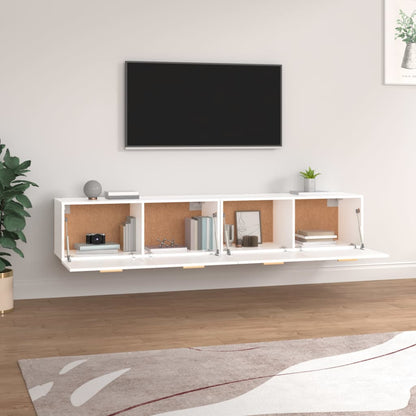 Wandkasten 2 St 100X36,5X35 Cm Bewerkt Hout Wit 100 x 36.5 x 35 cm