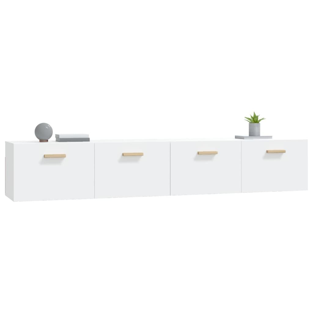 Wandkasten 2 St 100X36,5X35 Cm Bewerkt Hout Wit 100 x 36.5 x 35 cm