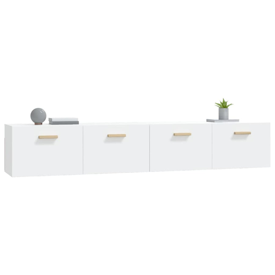 Wandkasten 2 St 100X36,5X35 Cm Bewerkt Hout Wit 100 x 36.5 x 35 cm