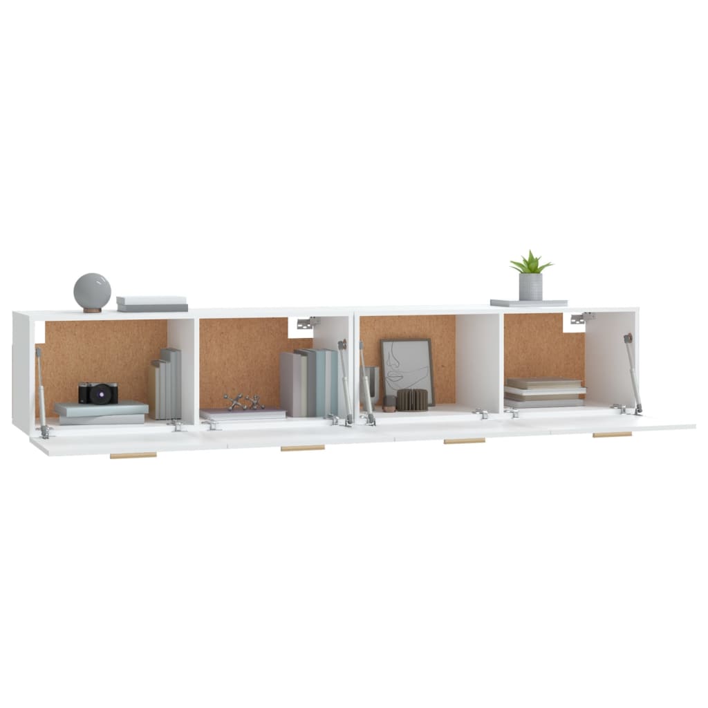 Wandkasten 2 St 100X36,5X35 Cm Bewerkt Hout Wit 100 x 36.5 x 35 cm