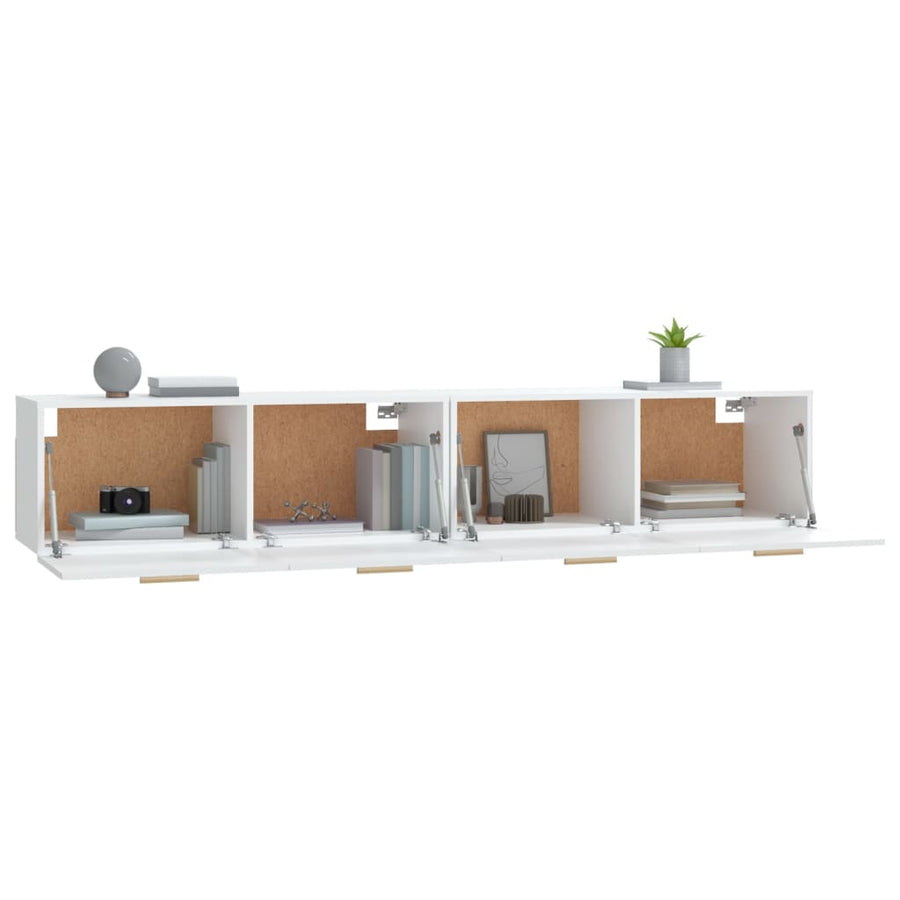 Wandkasten 2 St 100X36,5X35 Cm Bewerkt Hout Wit 100 x 36.5 x 35 cm