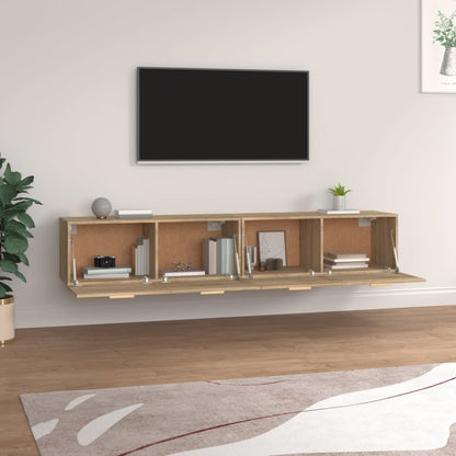Wandkasten 2 St 100X36,5X35 Cm Bewerkt Hout Sonoma Eikenkleurig 100 x 36.5 x 35 cm