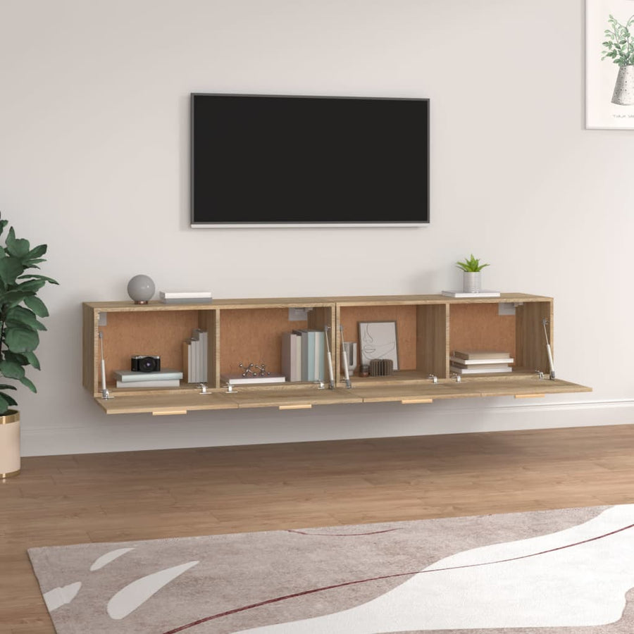 Wandkasten 2 St 100X36,5X35 Cm Bewerkt Hout Sonoma Eikenkleurig 100 x 36.5 x 35 cm