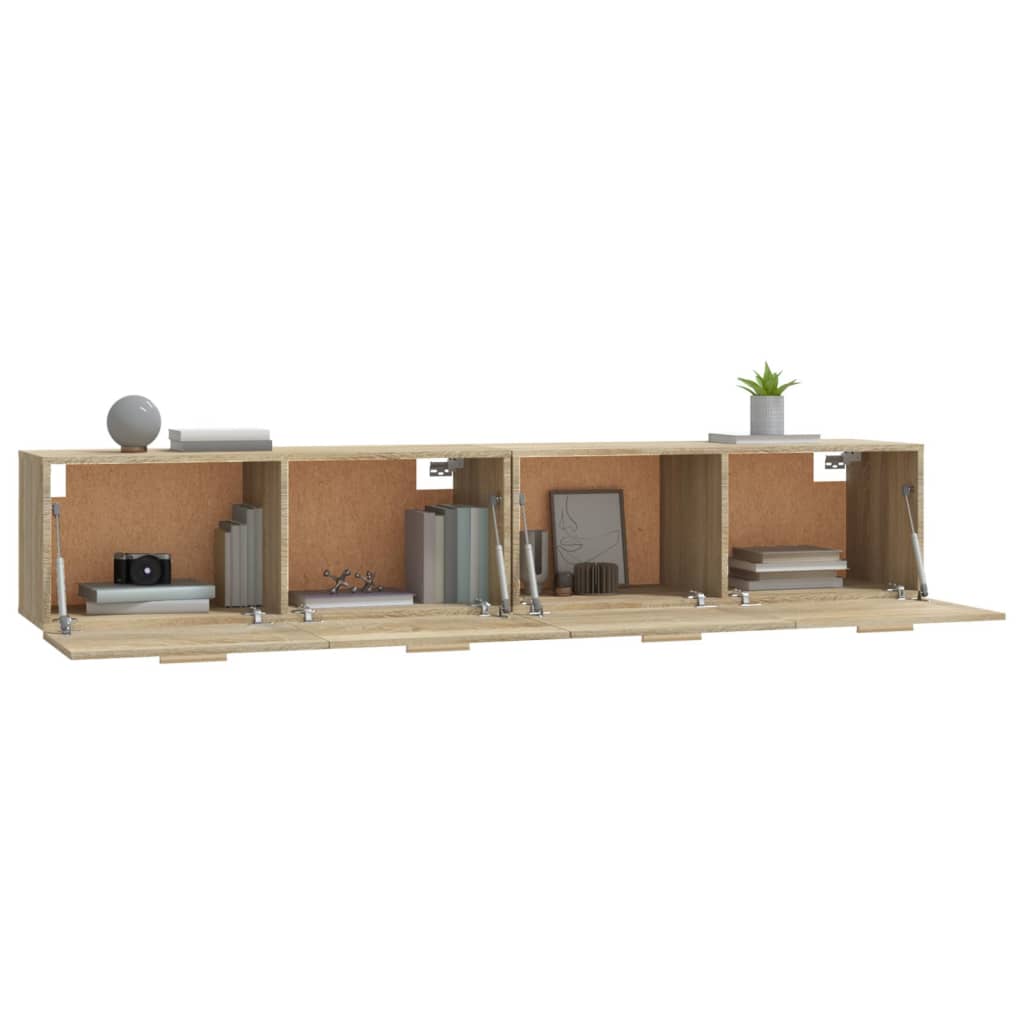 Wandkasten 2 St 100X36,5X35 Cm Bewerkt Hout Sonoma Eikenkleurig 100 x 36.5 x 35 cm