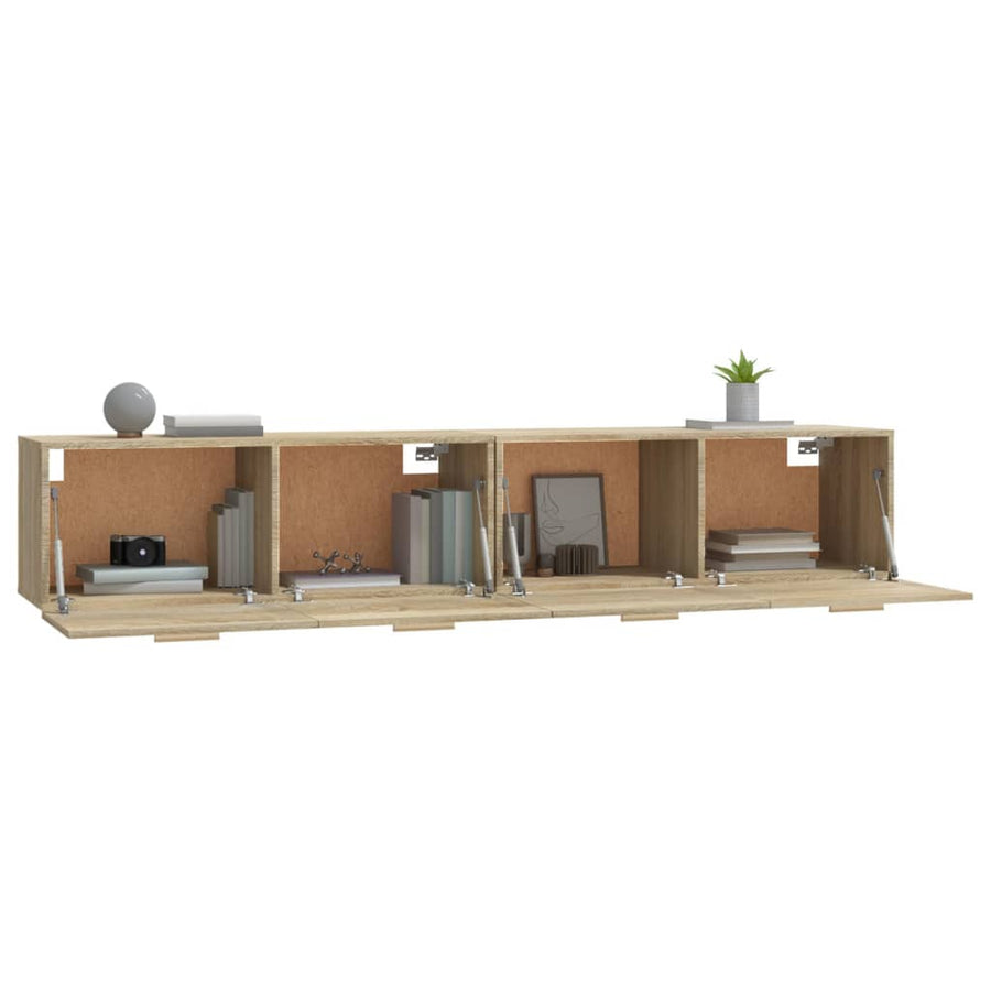 Wandkasten 2 St 100X36,5X35 Cm Bewerkt Hout Sonoma Eikenkleurig 100 x 36.5 x 35 cm
