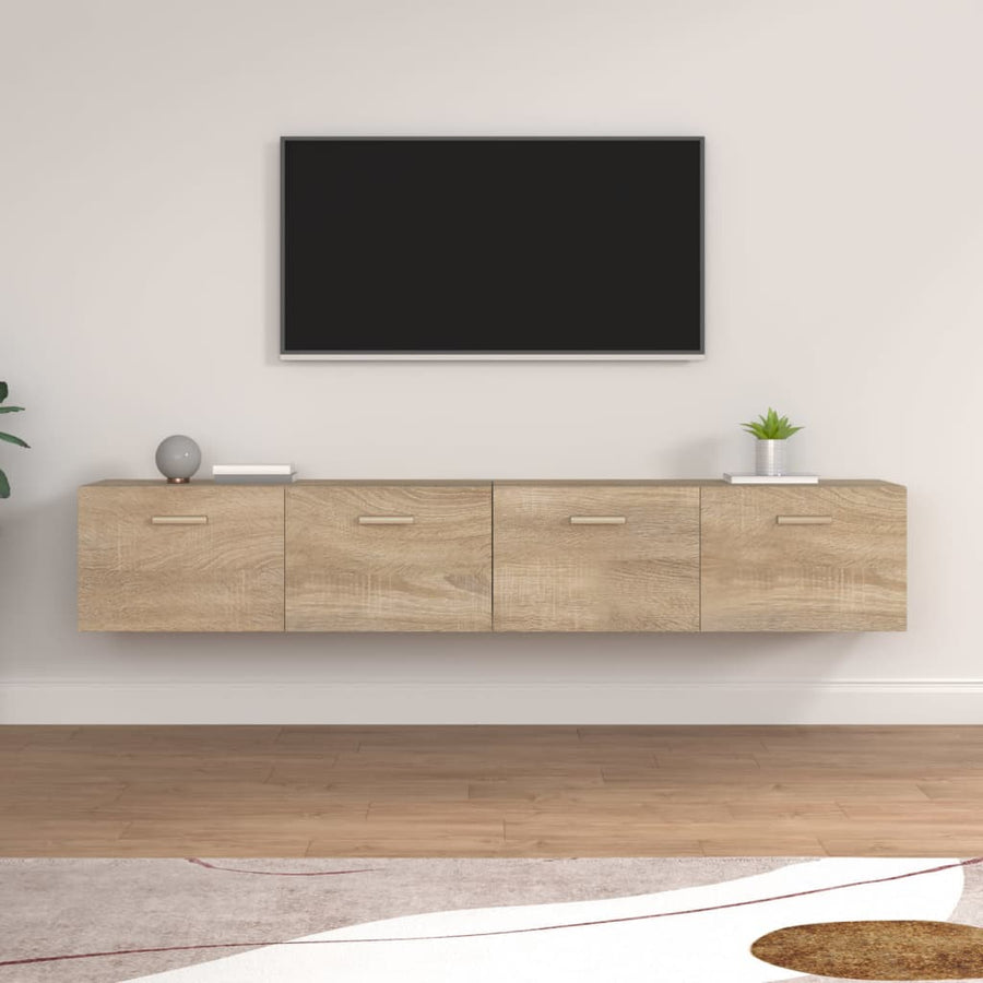 Wandkasten 2 St 100X36,5X35 Cm Bewerkt Hout Sonoma Eikenkleurig 100 x 36.5 x 35 cm