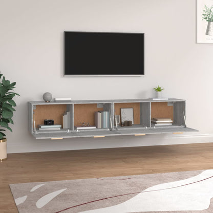 Wandkasten 2 St 100X36,5X35 Cm Bewerkt Hout Grijs Sonoma