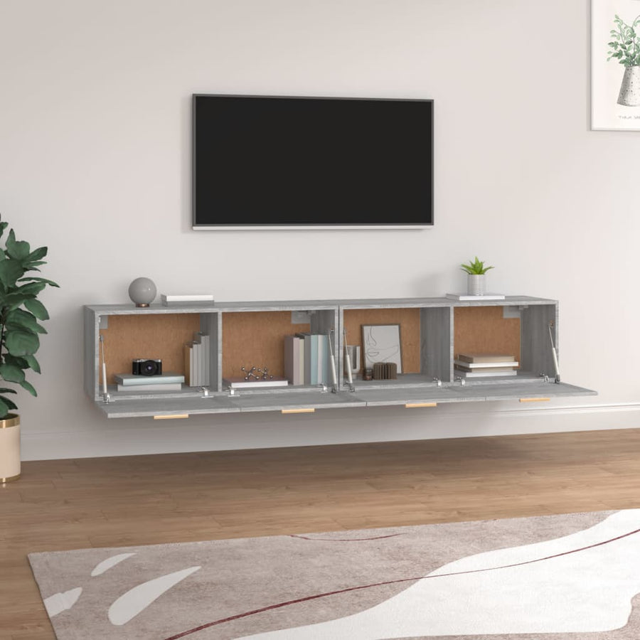 Wandkasten 2 St 100X36,5X35 Cm Bewerkt Hout Grijs Sonoma