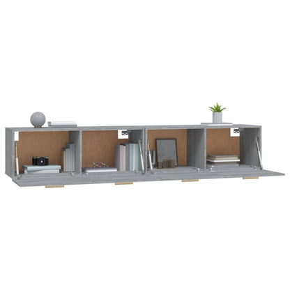 Wandkasten 2 St 100X36,5X35 Cm Bewerkt Hout Grijs Sonoma