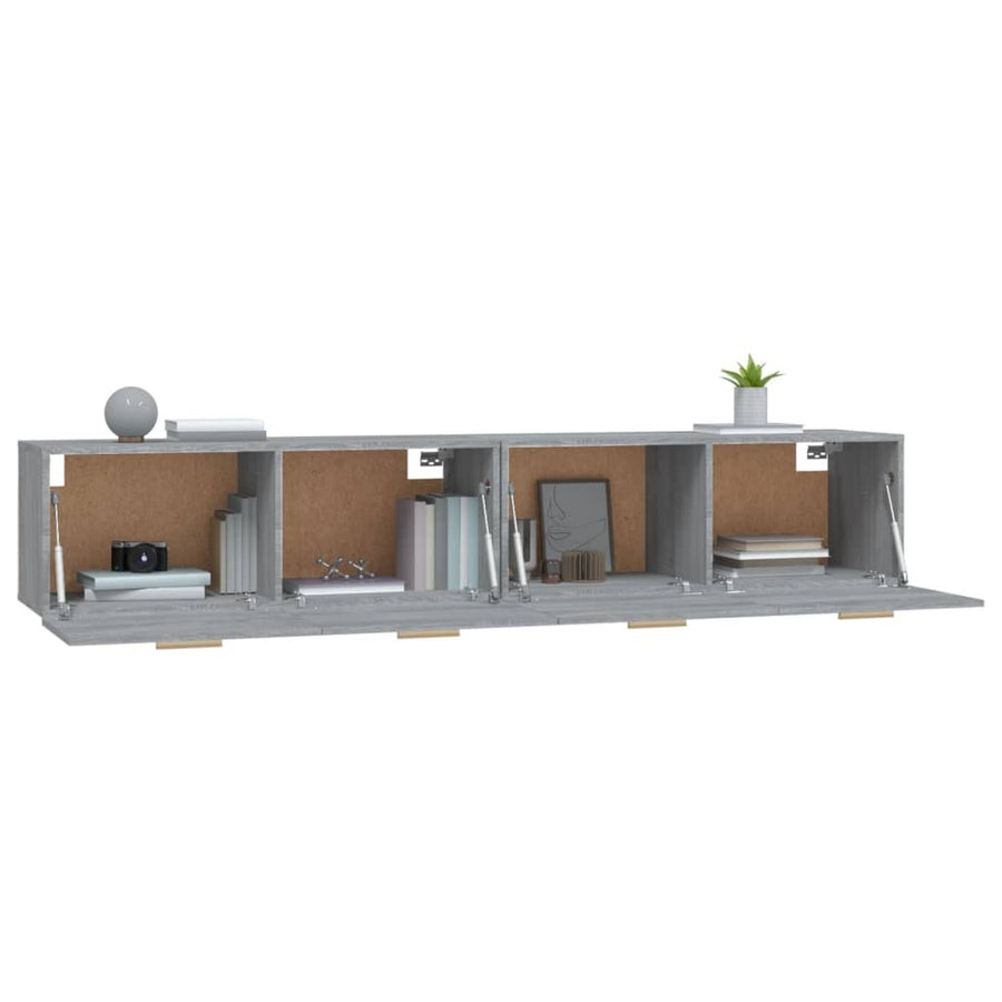 Wandkasten 2 St 100X36,5X35 Cm Bewerkt Hout Grijs Sonoma