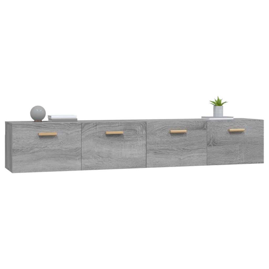 Wandkasten 2 St 100X36,5X35 Cm Bewerkt Hout Grijs Sonoma