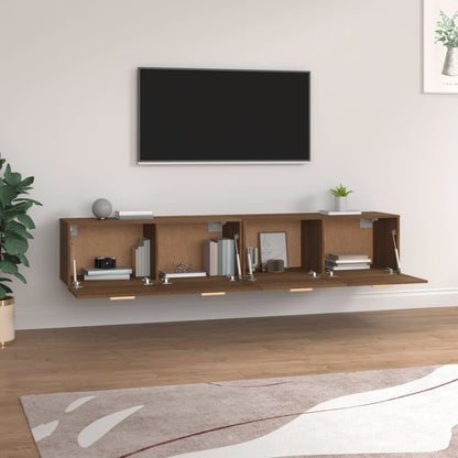 Wandkasten 2 St 100X36,5X35 Cm Bewerkt Hout Bruin Eikenkleur