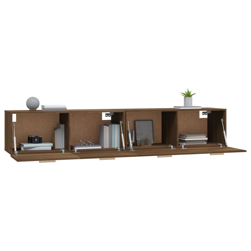 Wandkasten 2 St 100X36,5X35 Cm Bewerkt Hout Bruin Eikenkleur