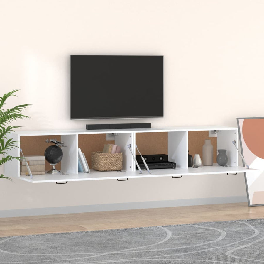 Wandkasten 2 St 100X36,5X35 Cm Bewerkt Hout Wit 100 x 36.5 x 35 cm