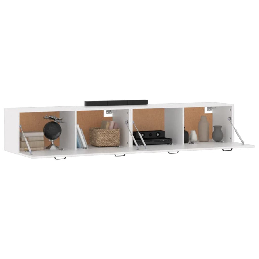 Wandkasten 2 St 100X36,5X35 Cm Bewerkt Hout Wit 100 x 36.5 x 35 cm