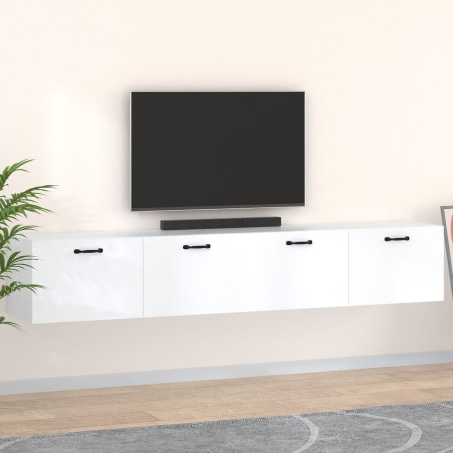 Wandkasten 2 St 100X36,5X35 Cm Bewerkt Hout Wit 100 x 36.5 x 35 cm