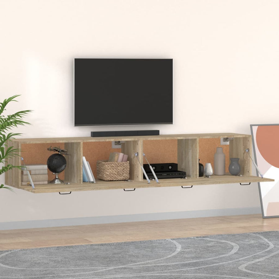 Wandkasten 2 St 100X36,5X35 Cm Bewerkt Hout Kleurig 100 x 36.5 x 35 cm