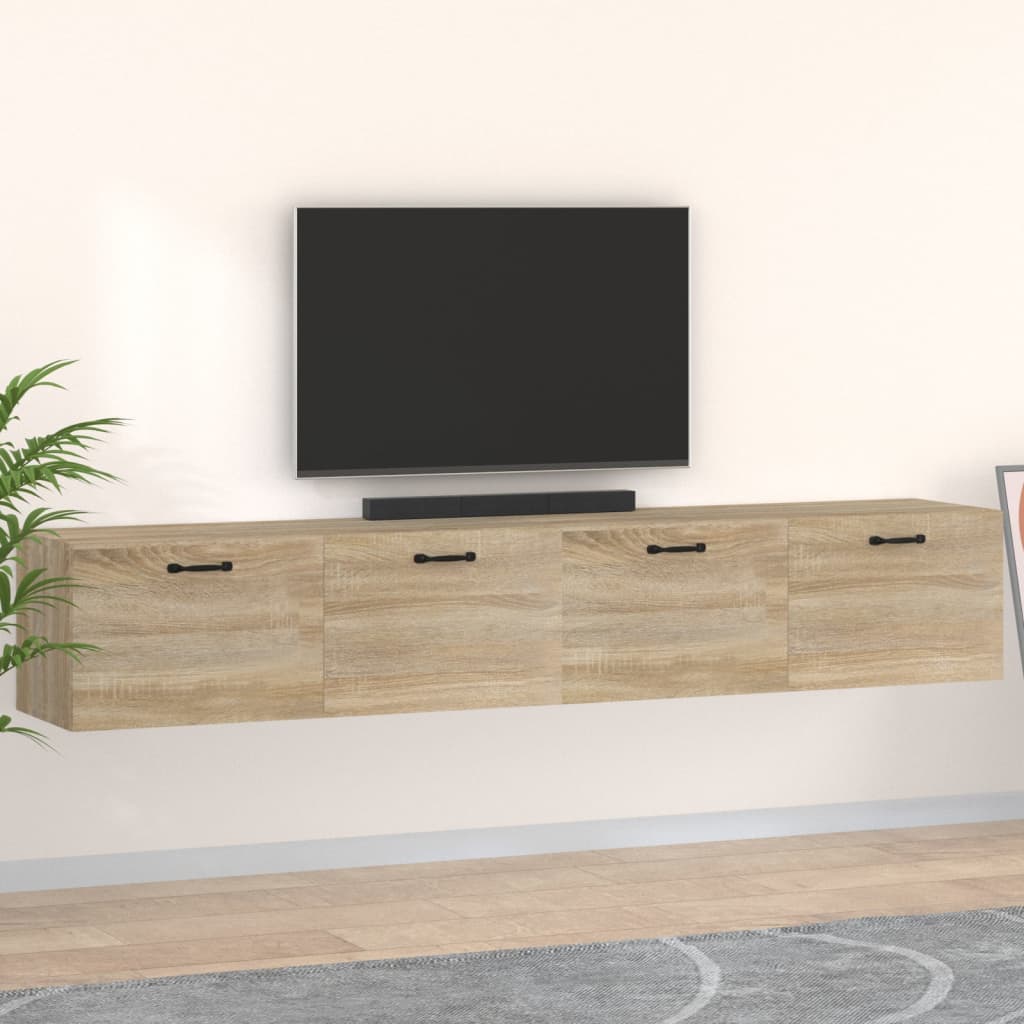 Wandkasten 2 St 100X36,5X35 Cm Bewerkt Hout Kleurig 100 x 36.5 x 35 cm