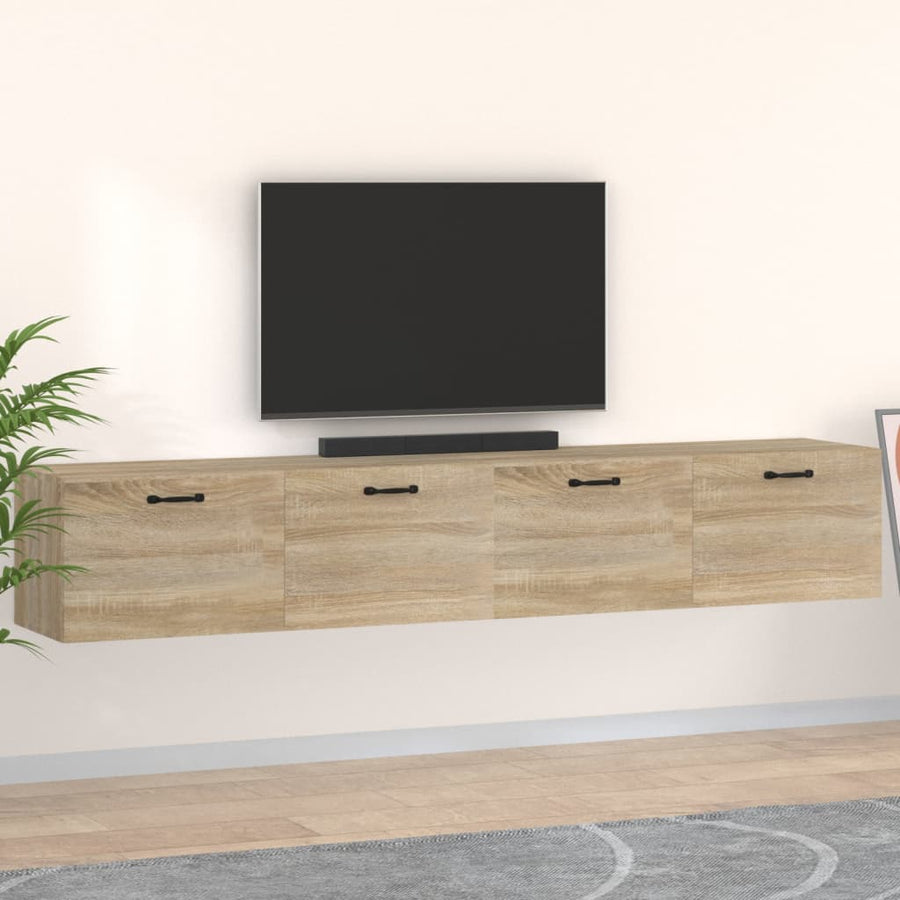 Wandkasten 2 St 100X36,5X35 Cm Bewerkt Hout Kleurig 100 x 36.5 x 35 cm